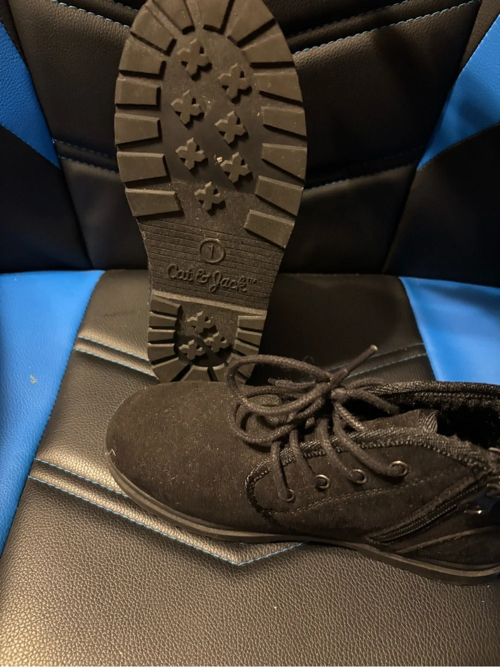 Kids Black Lace-Up Winter Ankle Boots